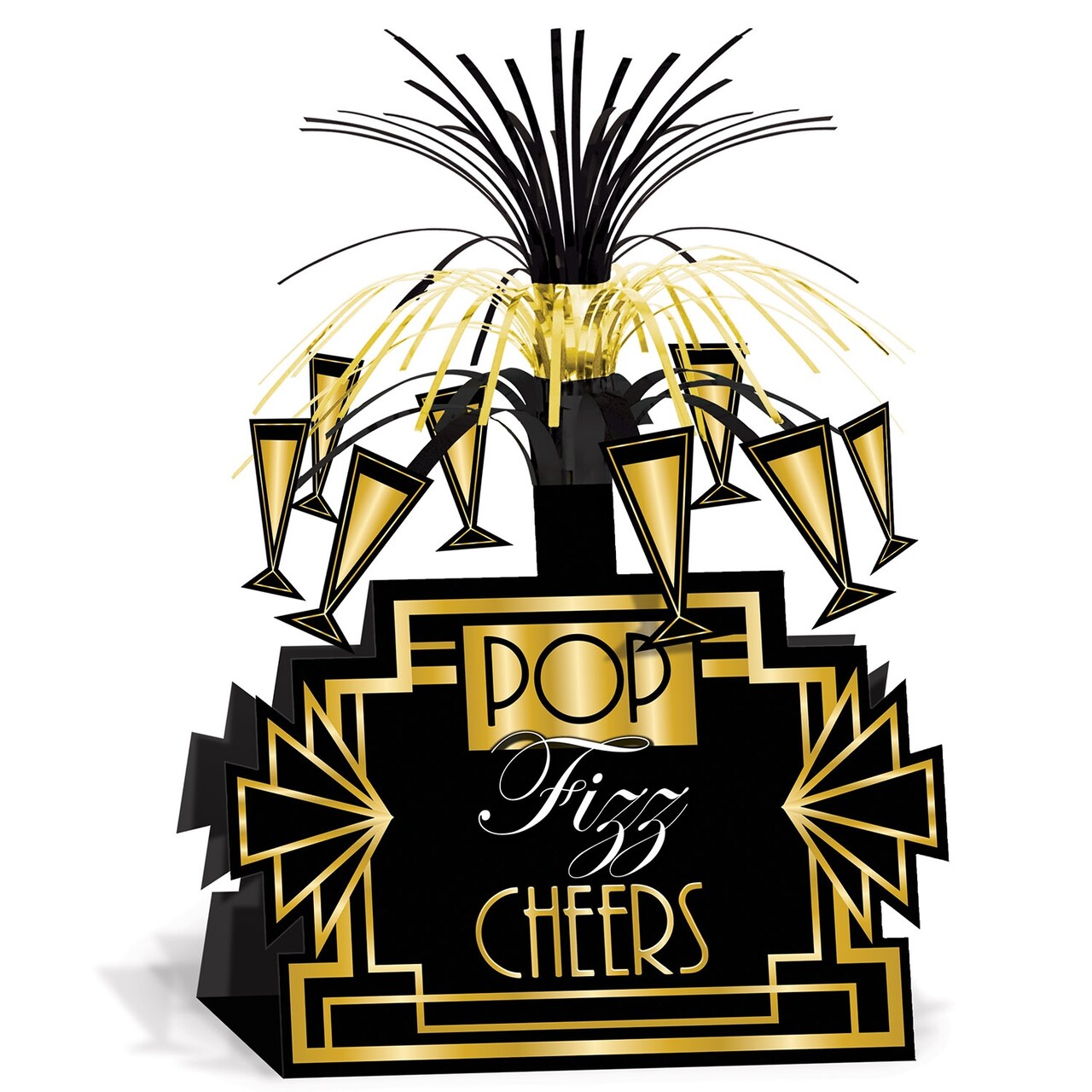 Party Central Club Pack of 12 Black and Gold Great 20's Hollywood Tabletop Centerpieces Party Decors 13"